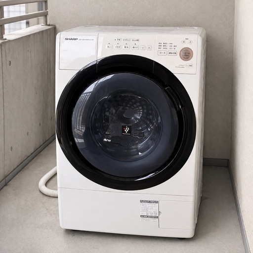 シャープ ドラム式洗濯乾燥機 ES-S7E 7kg 乾燥3.5kg コンパクト 動作OK