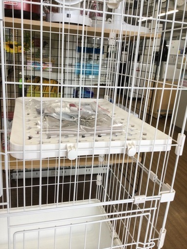 キャスター付きキャットケージ　猫ケージ　2段