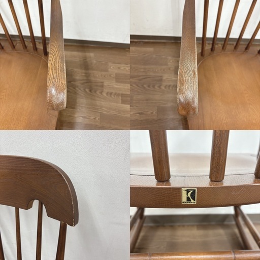 【?買取市場 柴田店】 I633 ? ジモティー限定価格！ 飛騨産業 キツツキマーク アンティーク ロッキングチェア ⭐ クリーニング