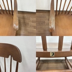 【🐤買取市場 柴田店】 I633 🌈 ジモティー限定価格！ 飛騨産業 キツツキマーク アンティーク ロッキングチェア ⭐ クリーニング済の画像