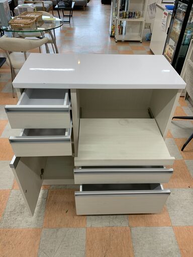 ＼家具＊家電のお店／【ｼﾞｬﾝｸﾞﾙｼﾞｬﾝｸﾞﾙ石川金沢店】レンジボード　WH/木目調　 W(幅)89.5×D(奥行き)42×H(高さ)93cm