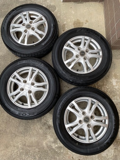 ヨコハマ　低燃費タイヤEOCS 145/80R13  2018-2019年製造　ブリヂストンFIEDアルミホイール 4J +45　4本セット