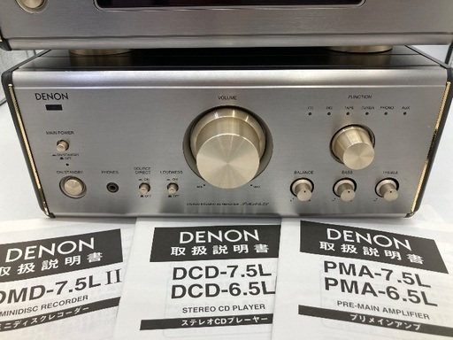 【トレファク足立扇店】CD/MDｺﾝﾎﾟｾｯﾄ DENON PMA6.5L/DCD-6.5L/DMD7.5LⅡ ﾘﾓｺﾝ無･取説付