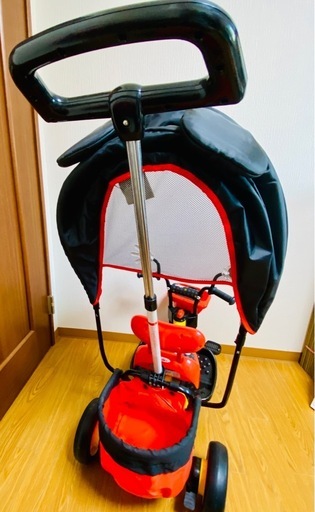 【美品、室内使用のみ】子供 三輪車 手押し棒つき ides ミッキー三輪車
