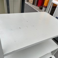 スチール製3段ラック ホワイト 棚付き作業台 収納棚 作業台の画像