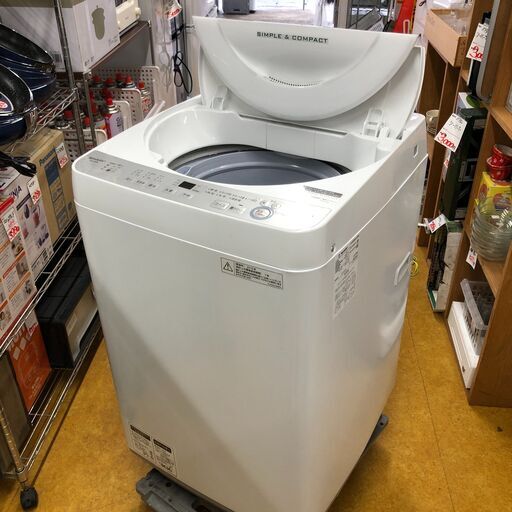 ２０１８年製　シャープ SHARP 全自動洗濯機(6.0kg) ホワイト系 ES-GE6B
