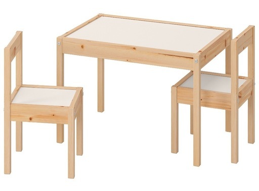 LÄTT レット 子ども用テーブル チェア2脚付, ホワイト