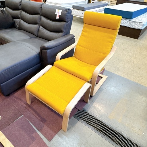 白岡市 IKEA イケア ポエング パーソナルチェア イエロー オットマン付き 中古 格安 早い者勝ち