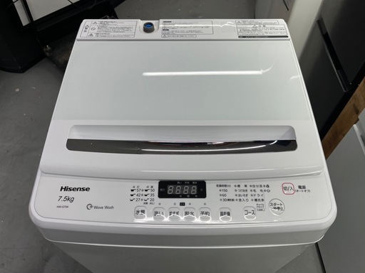 【✨クリーニング済み✨】ハイセンス　全自動洗濯機　7.5kg 2022年製