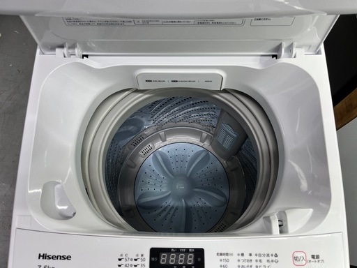 【✨クリーニング済み✨】ハイセンス　全自動洗濯機　7.5kg 2022年製