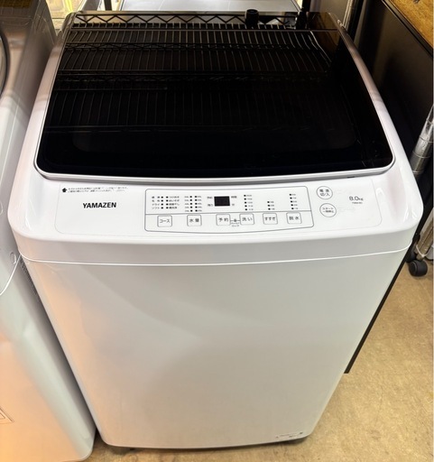 YAMAZEN 洗濯機 8kg ガラストップ YWM-80(W)