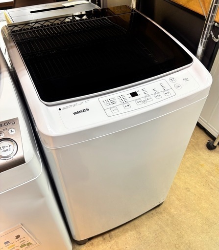 YAMAZEN 洗濯機 8kg ガラストップ YWM-80(W)