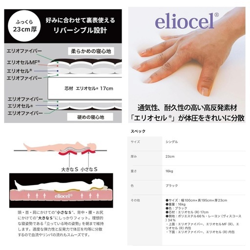 【超美品】magniflex マニフレックス オクラホマ マットレス　ブラック