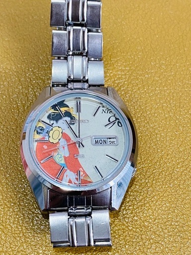 時計　SEIKO 5ACTUS  セイコー浮世絵文字盤　上村松園　鼓の音　自動巻