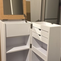 【美品寄り】コスメワゴン ドレッサー キャスター付き（鏡付き）の画像