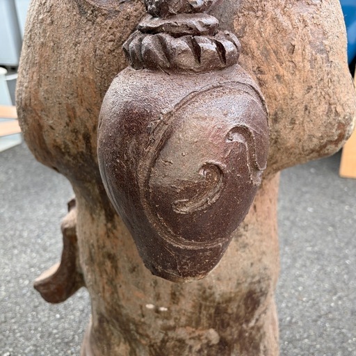 信楽焼風 狸 たぬき 置物 大型 陶器 縁起物 傘 徳利 開運 商売繁盛　レア