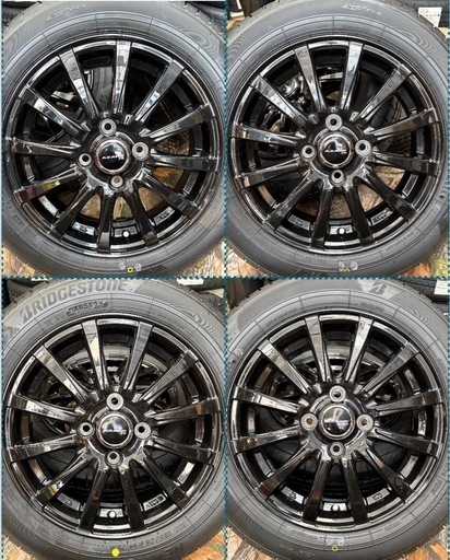 ㊸155/65R14新品タイヤ4本と中古美品ホイールとナット付き