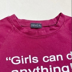 SPICA バーガンディ メッセージTシャツ　クロップド丈　赤　レッド　ミニTの画像