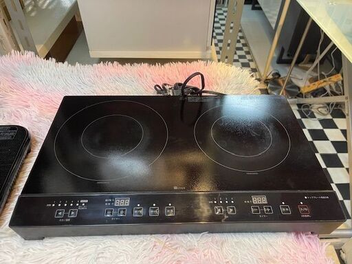 【リサイクルサービス八光】【幅52㎝/工事不要ですぐ使える】ニトリ IHクッキングヒーター 2口 YN201 BK