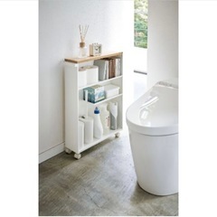 tower ハンドル付きスリムトイレラック タワー ホワイトの画像