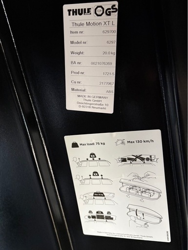 
ルーフボックス　Thule Motion XT L6297 ガンメタ  スーリー