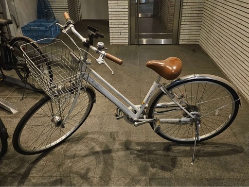 前後タイヤ新品！】マルキン 27インチ シティサイクル 白 6段変速 