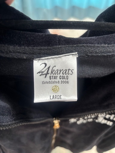 【ありがとうございました 24karats EXILE TRIBE ベロアパーカー上下セット ブラック ファイヤー柄】