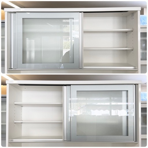 【超美品‼️】定価94,990円♪ ニトリ 120cm幅キッチンボード(レジューム120) 食器棚 収納家具 鏡面仕上げホワイト♪