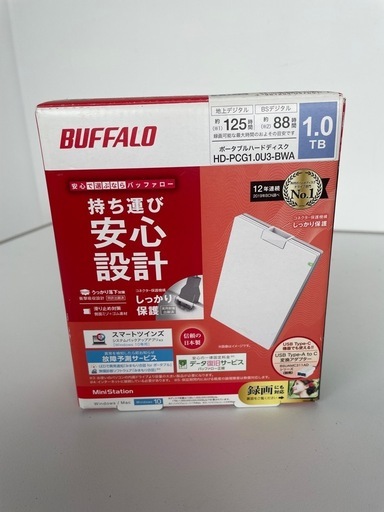 BUFFALO ポータブルハードディスク HD-PCG1.0U3-BWA 1.0TB