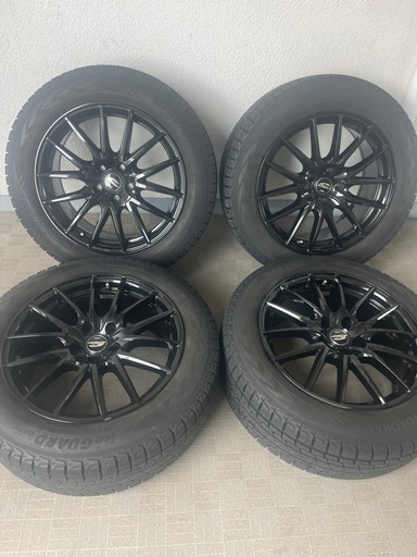 美品　バリ溝　18インチアルミホイールスタッドレスタイヤ　4本セット　225/60R18   PCD  114.3   ＋42