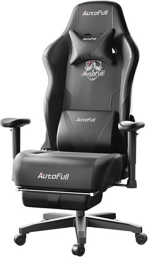 AutoFull(オートフル) ゲーミングチェア イス オフィスチェア 幅広座面 デスクチェア オットマン付 椅子 ゲーム用 160°