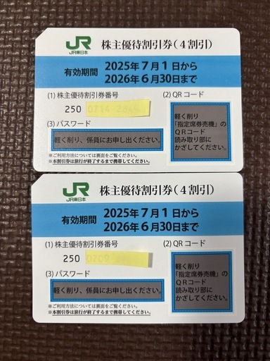 JR東日本 株主優待券(4割引) 2枚セット