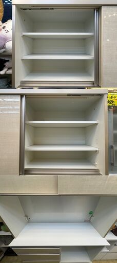 エスエークラフト キッチンボード 幅120cm 引出し5個 コンセント6口 鏡面仕上げ ソフトクローズ レンジボード ベージュ アイボ