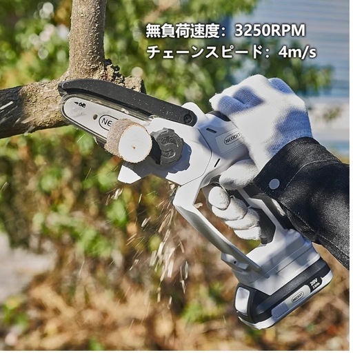 Y20 NEODIT ネオディット 充電式ハンディソー チェーンソー 充電式 有効切断長100mm 小型チェーンソー ４インチ ２０V ２．０Ah 無負荷速度３２５０RPM 軽量１．３㎏ チェーンスピード４m/s PSE認証取得