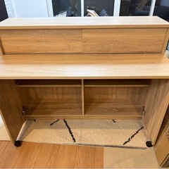 【値下げしました】ナチュラルオーク　折りたたみテーブル付きキッチンカウンターの画像