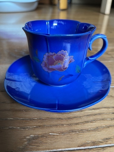 九谷焼泉八 コーヒーカップ 15個セット瑠璃色 花柄 カップ＆ソーサー 1客 コーヒー ティー兼用