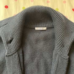 ニットロングカーディガン　タートルネック　黒　アウターの画像