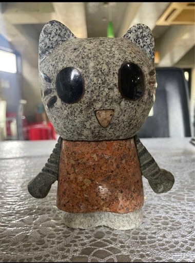 御影石　置物　猫　石像