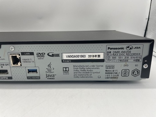 【トレファク足立扇店】4K Blu-rayﾚｺｰﾀﾞｰ Panasonic DMR-4W200 ﾘﾓｺﾝ･HDMIｹｰﾌﾞﾙ付 4Kﾁ
