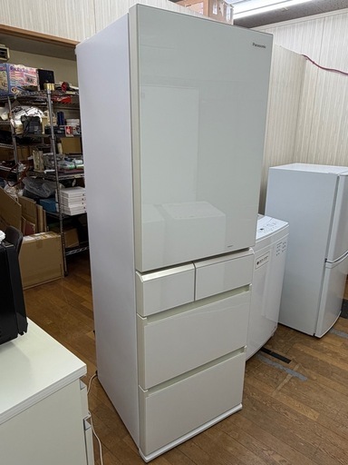 R20 人気のPanasonic!! ガラスパネル 5ドア冷蔵庫 NR-E431GV-W 2016年 411L