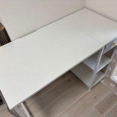 【2,000円】シンプルデスク 白｜収納付き｜引き取り限定 の画像