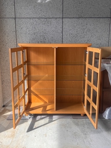 【札幌】カンディハウス(CONDE HOUSE) 照明付ガラスショーケース ヴィンテージ美品