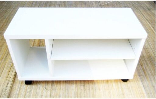テレビ台 ホワイト　幅 66.5cm × 奥行 29cm × 高さ 37cm　オープン収納　キャスター付き　コンパクト　一人暮らし　省スペース　1209ZS