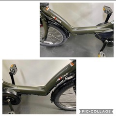 1年保証　送料無料　ブリヂストン　20インチ　子供乗せ　カーキ色　電動アシスト自転車 g407の画像