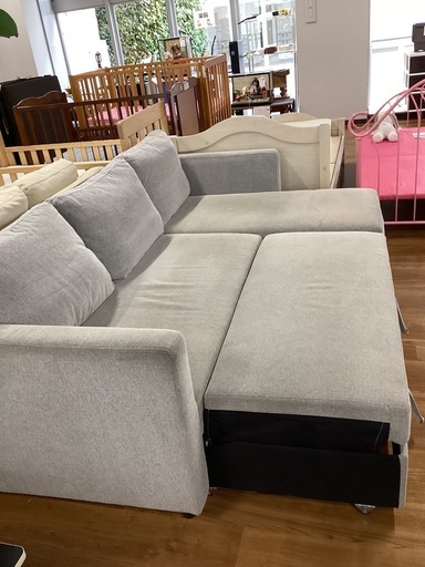 L字型ソファーベッド【町田市再生家具】260059