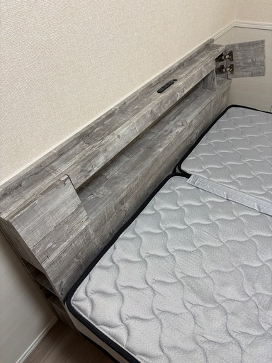 大川全家具 クイーンベッド ベッドフレーム&ベッドマット セット 