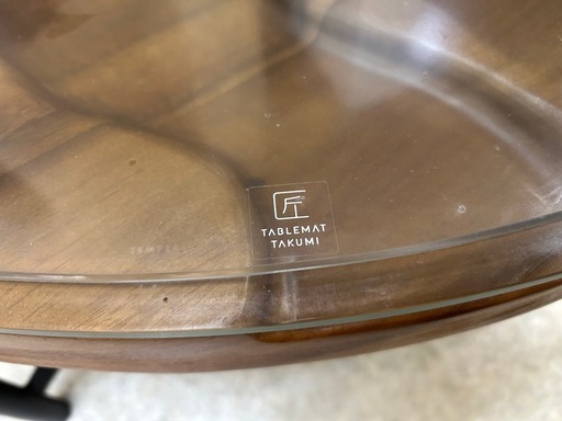 東谷家具 ラウンドテーブル ガラス テーブルクロス付 木製 アイアン脚