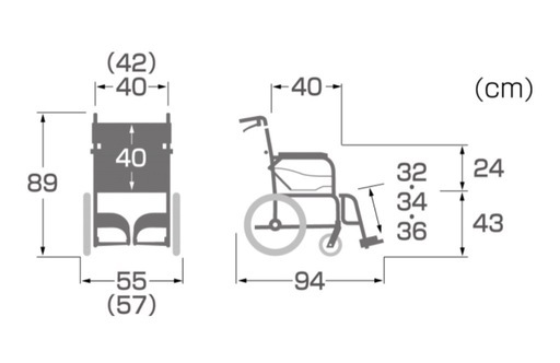 【?買取市場 柴田店】R384 ☀️ KAWARURA / カワムラ 車いす（介助式）KFP16-40SB ふわりすプラス  ⭐ クリ