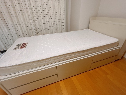 本棚収納付きシングルベッド+マットレスセット