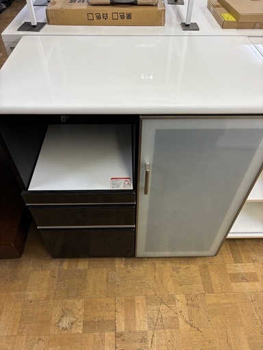 【ジャングル深井店】食器棚(2枚扉) 白×黒 キッチン家具 家具【FU453】